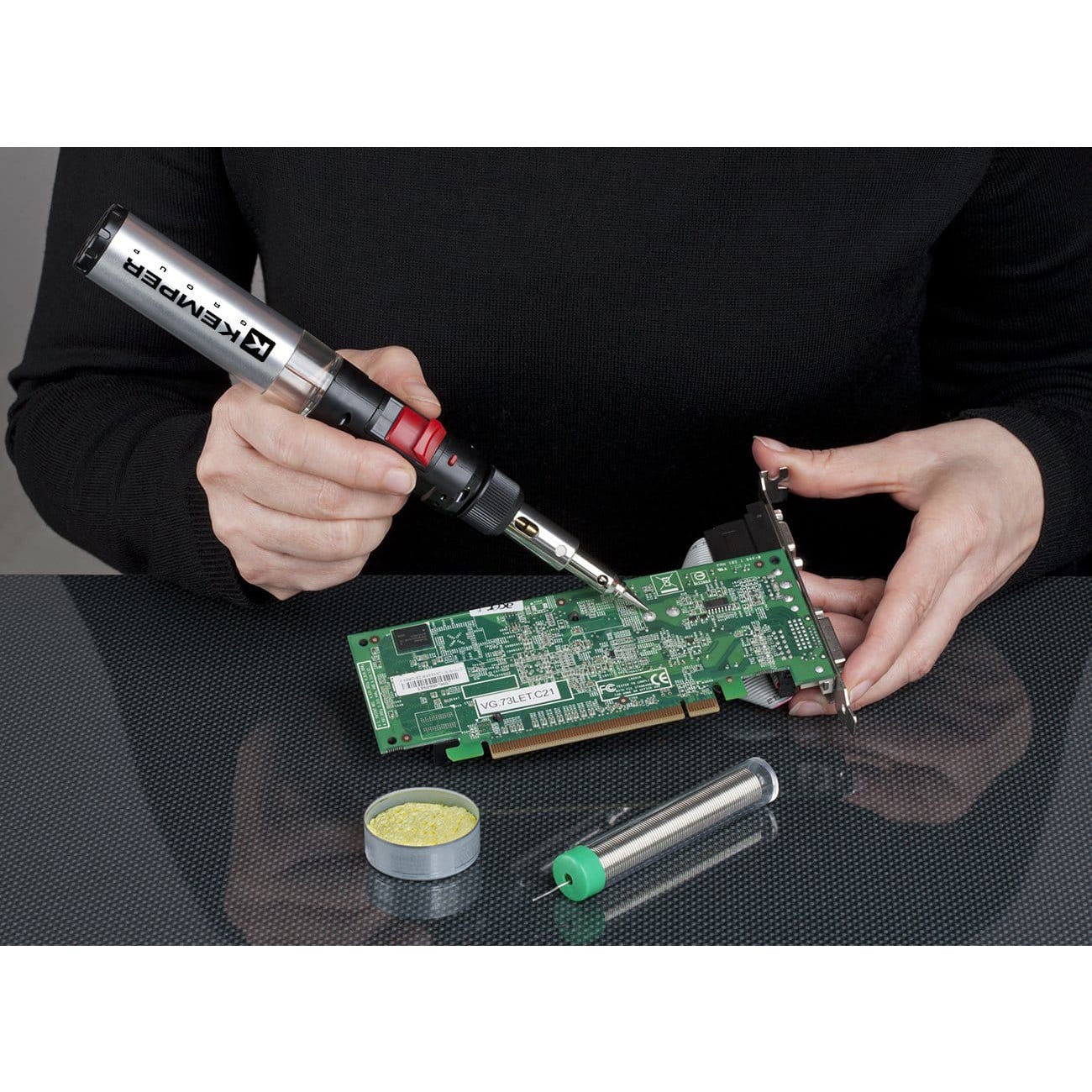 Kit Microsoudure professionnel gaz rechargeable KEMPER + 10 Accessoires Soudure Etain Allumage Piezo + Mallette 4