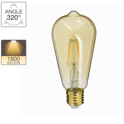 Ampoule LED (ST64) Edison / Vintage au verre ambré, culot E27, 3,8W cons. (30W eq.), 350 lumens, lumière blanc chaud 4