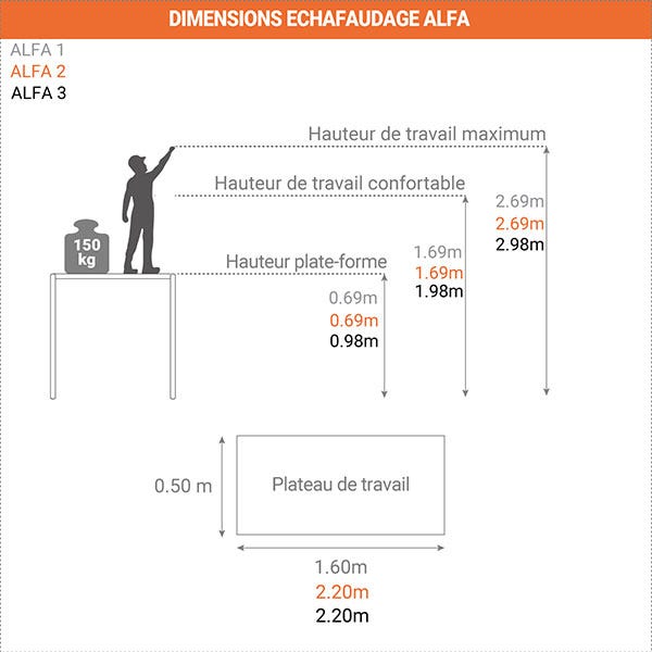 Plateforme double accès de 5 marches - hauteur travail max. 3.25m. - ALFA3 1