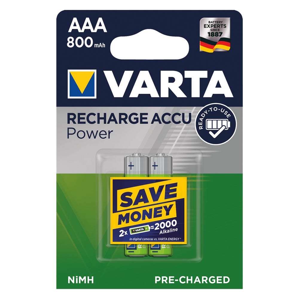 VARTA Piles rechargeables Power Accu Micro 2er Blister 4