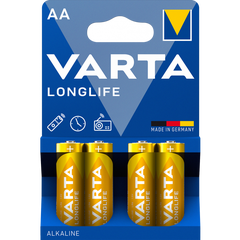 Pack de 4 Piles Alcaline LR6 AA Longlife Varta 0