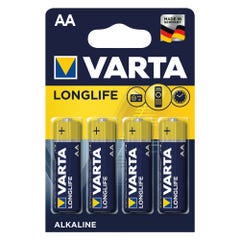 Pack de 4 Piles Alcaline LR6 AA Longlife Varta 5