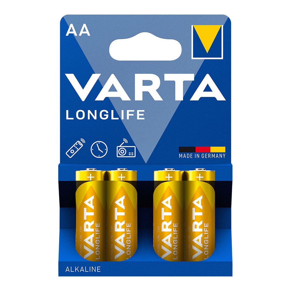 Pack de 4 Piles Alcaline LR6 AA Longlife Varta 7