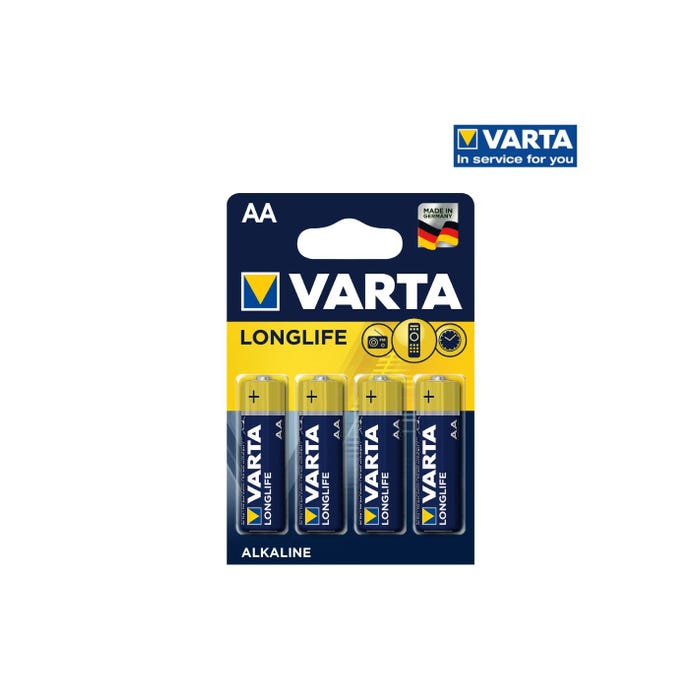 Pack de 4 Piles Alcaline LR6 AA Longlife Varta 4