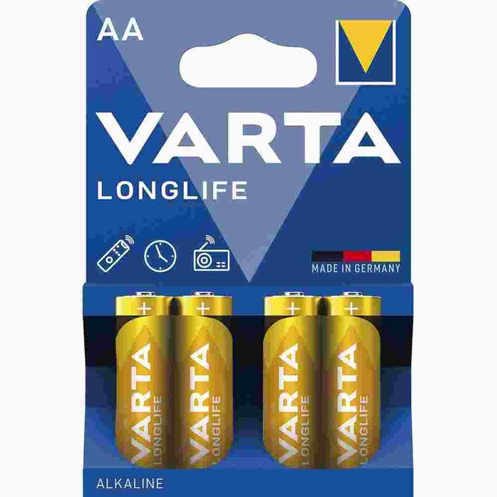 Pack de 4 Piles Alcaline LR6 AA Longlife Varta 6