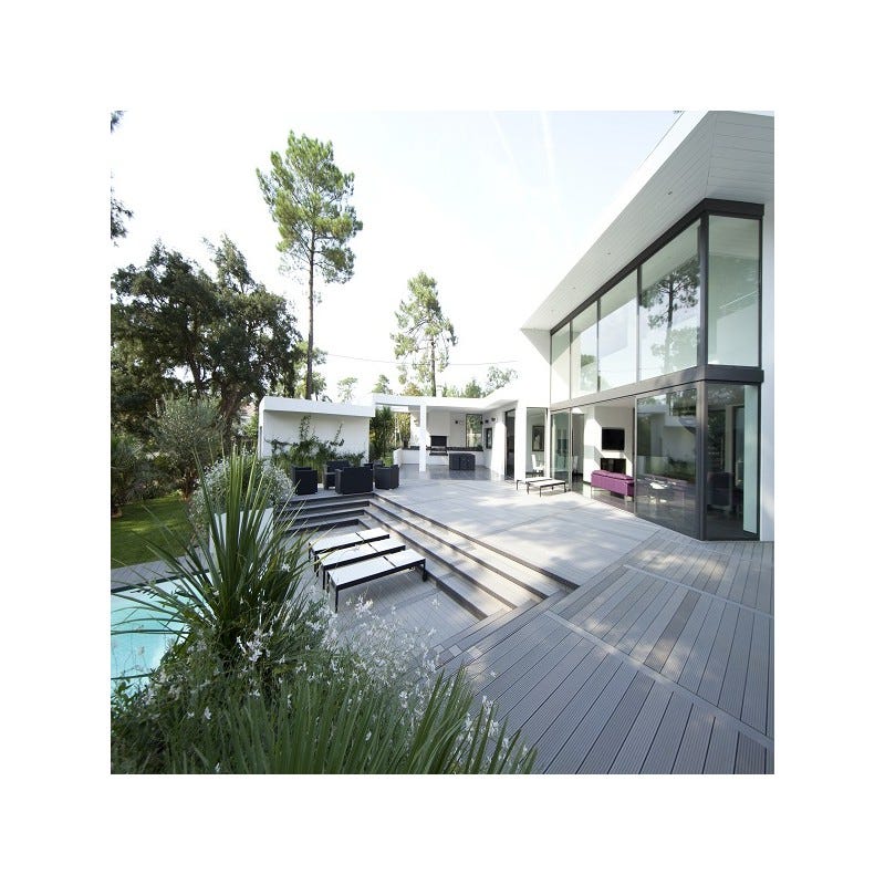 Lame terrasse bois composite alvéolaire Dual Gris anthracite, E: 25mm, l: 14 cm, L: 240 cm, Couverture: 0.34m² 2