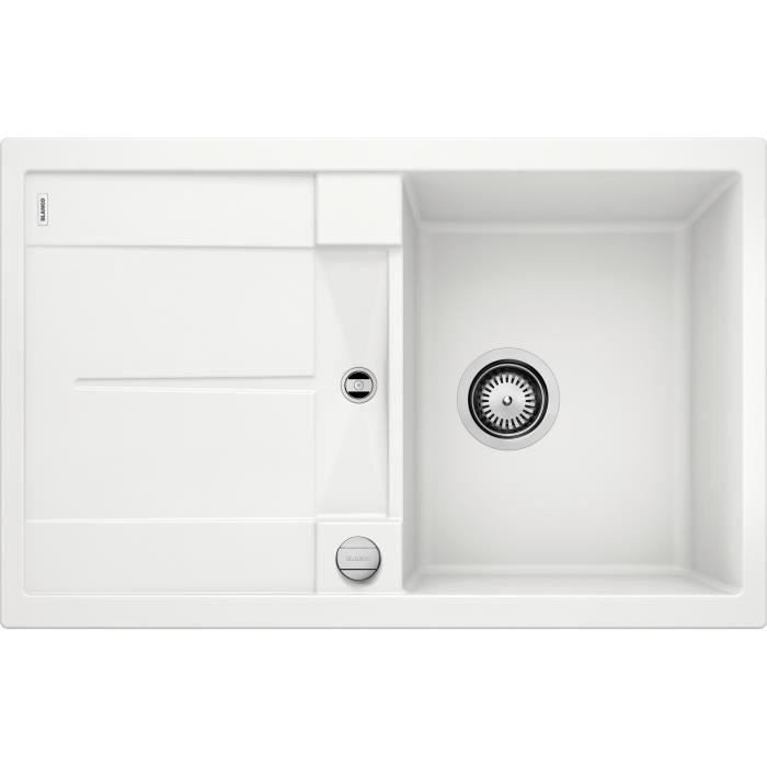 BLANCO Metra 45S - evier - SILGRANIT - 1 cuve - egouttoir reversible - vidage auto - siphon inclus - blanc