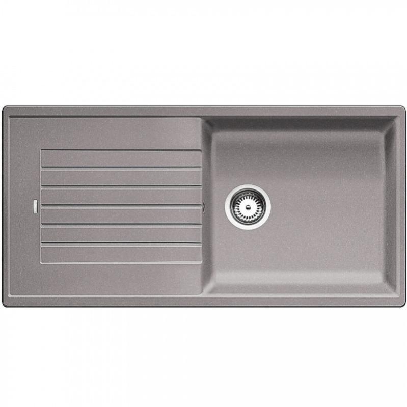 Blanco ZIA XL 6 S - évier composite de granit SILGRANIT PuraDur II, simple bac XL avec égouttoir, couleur aluminium