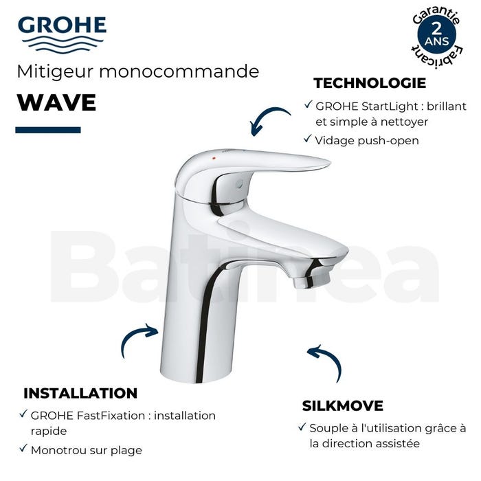 Mitigeur lavabo GROHE Quickfix Wave 2015 taille S 1