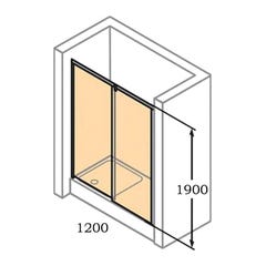 HÜPPE Next - Porte de douche 120 cm en verre transparent avec porte coulissante + Profilés chromés mat (140402.069.322) 1