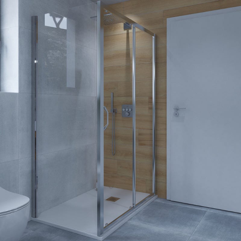 HÜPPE Next - Porte de douche 120 cm en verre transparent avec porte coulissante + Profilés chromés mat (140402.069.322) 6