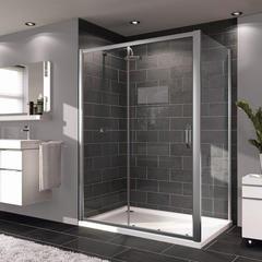 HÜPPE Next - Porte de douche 140 cm en verre transparent avec porte coulissante + Profilés chromés mat (140404.069.322) 0