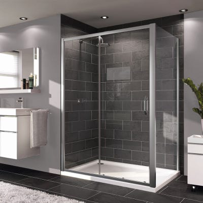 HÜPPE Next - Porte de douche 140 cm en verre transparent avec porte coulissante + Profilés chromés mat (140404.069.322) 2