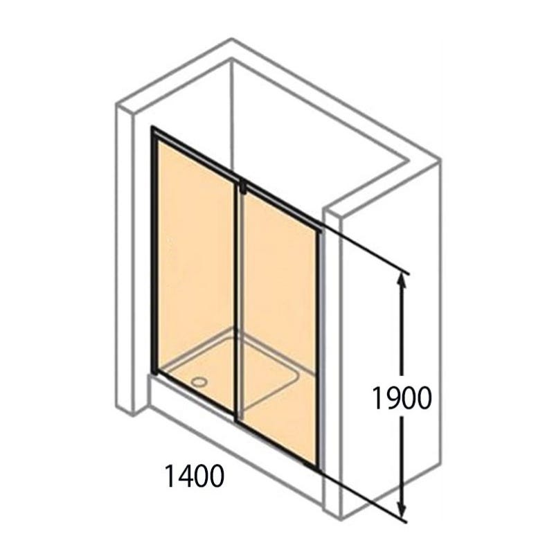 HÜPPE Next - Porte de douche 140 cm en verre transparent avec porte coulissante + Profilés chromés mat (140404.069.322) 1