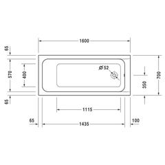 Duravit D-Code baignoire rectangulaire 1600 x 700 mm - Acrylique blanc 2