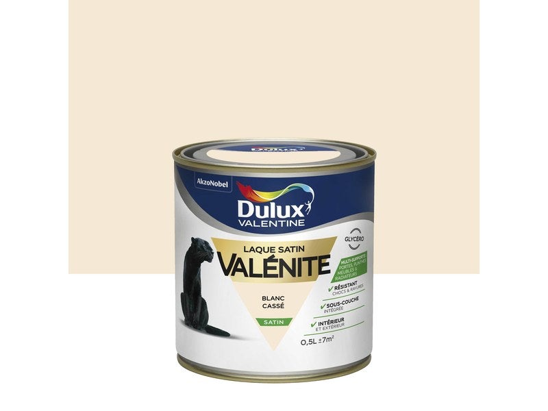 Peinture laque boiserie Valénite blanc cassé satiné 0.5 l