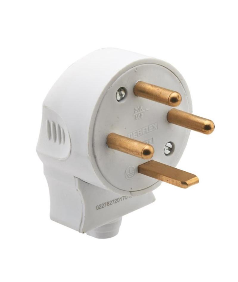 DEBFLEX Fiche mâle 3P+T 20 A blanc