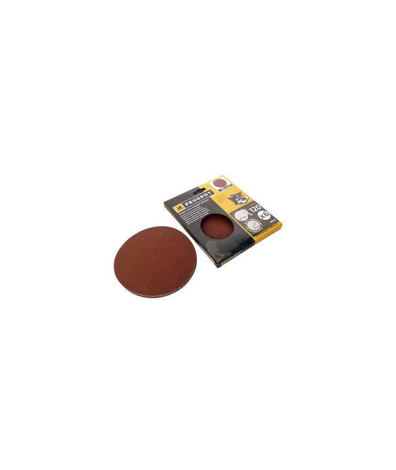 Jeu de 6 abrasifs Velcro 150mm - Grain 120 PEUGEOT OUTILLAGE