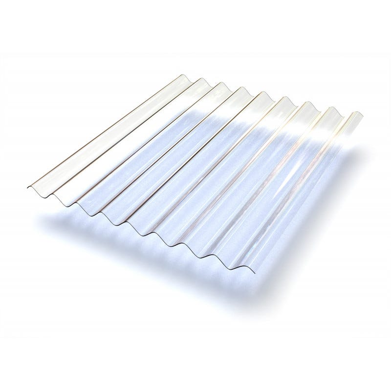 Plaque PVC ondulée (PO 76/18 - petites ondes) Transparent, l : - 90cm, L : - 2m 1