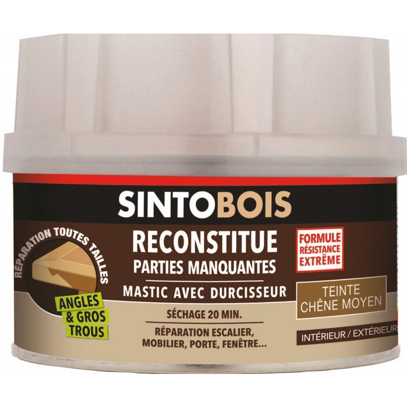 Mastic sans styrène SINTOBOIS chêne moyen 190g + 8g - SINTO - 33710