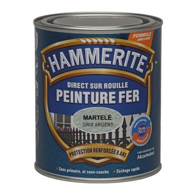 Peinture martelée Hammerite - Boîte 750 ml - Gris argent