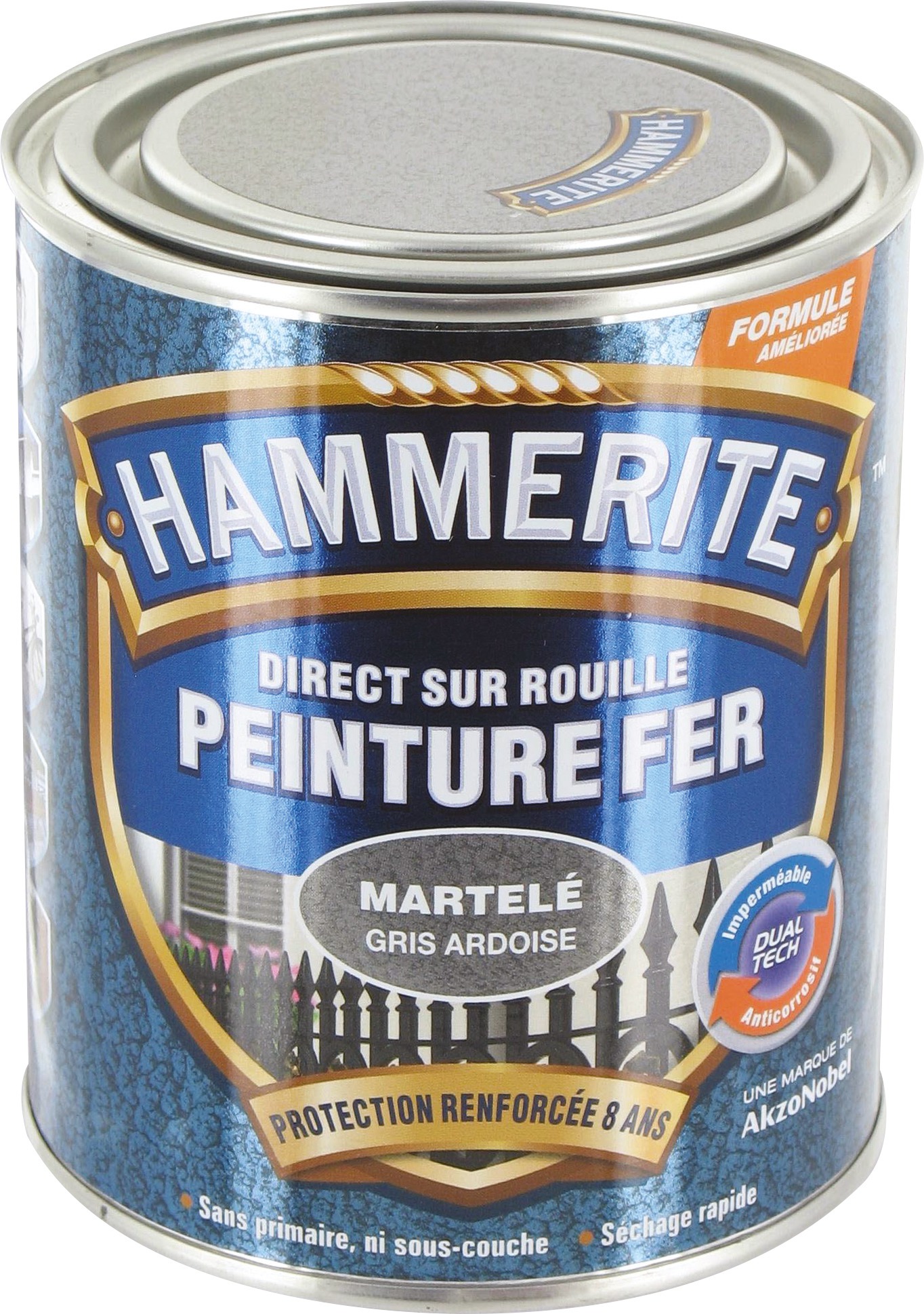 Peinture martelée Hammerite - Boîte 750 ml - Gris ardoise