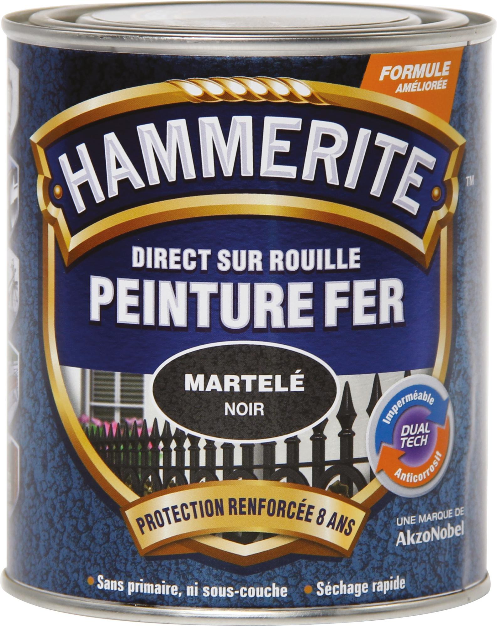 Peinture martelée Hammerite - Boîte 750 ml - Noir