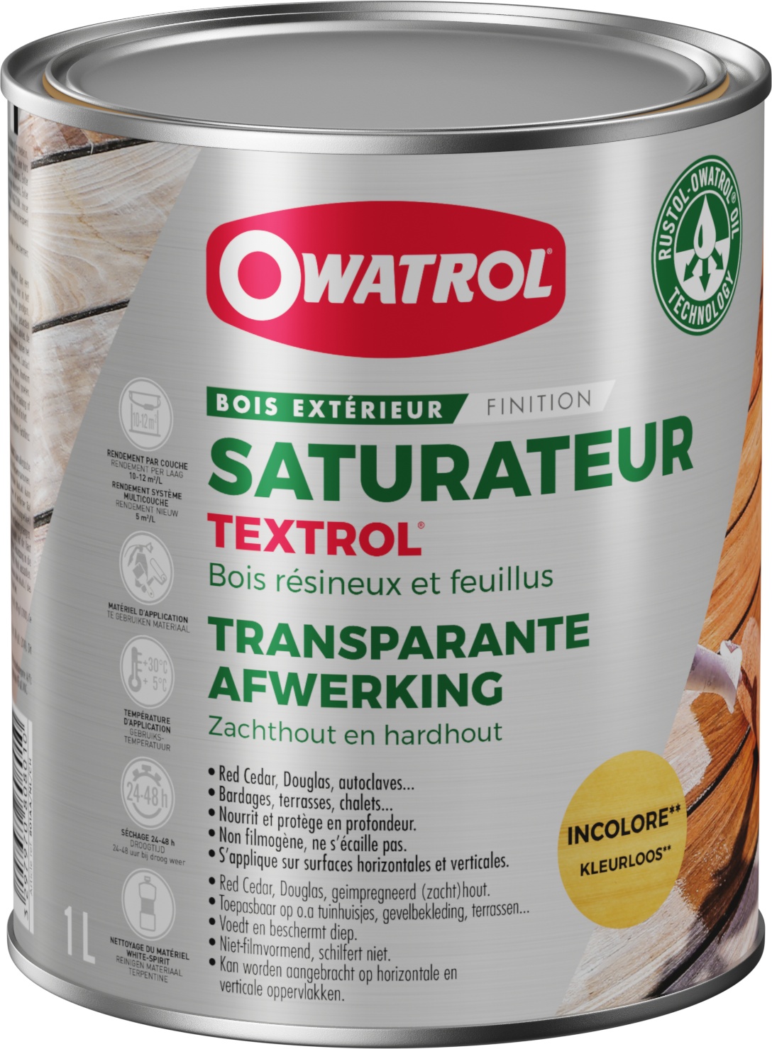 Saturateur extérieur bois résineux / Autoclaves Owatrol TEXTROL Incolore (ow20) 1 litre