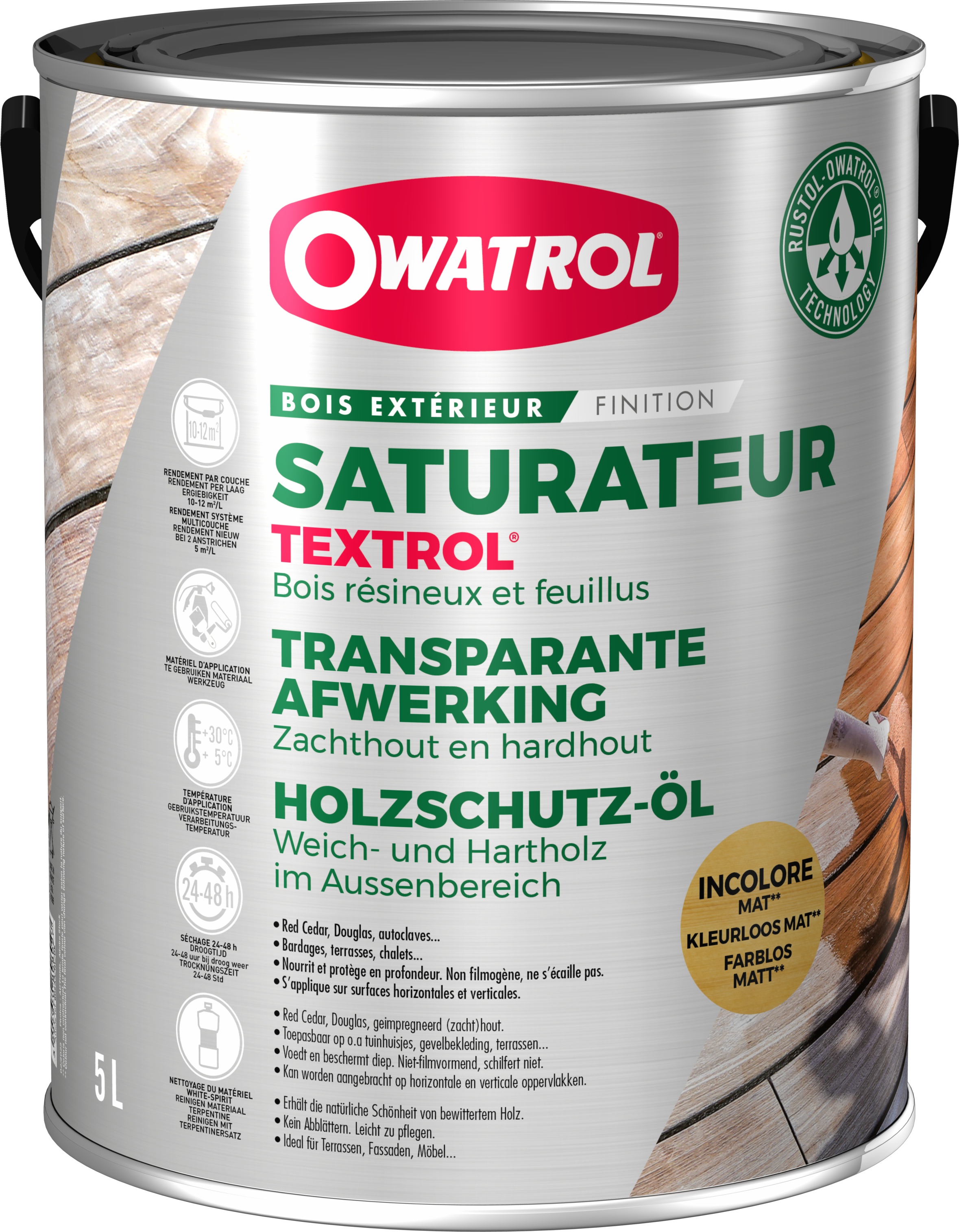 Saturateur extérieur bois résineux / Autoclaves Owatrol TEXTROL Incolore (ow20) 5 litres