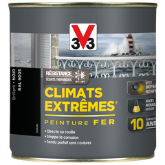 Peinture fer extérieur Climats extrêmes® V33 noir brillant brillant 0.5 l 3