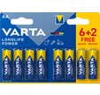 Pack de piles Longlife AA/L06 (6+2 gratuites) - VARTA - 4906121428