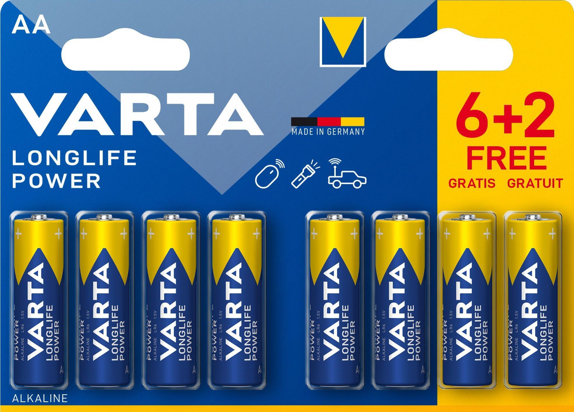 Pack de piles Longlife AA/L06 (6+2 gratuites) - VARTA - 4906121428