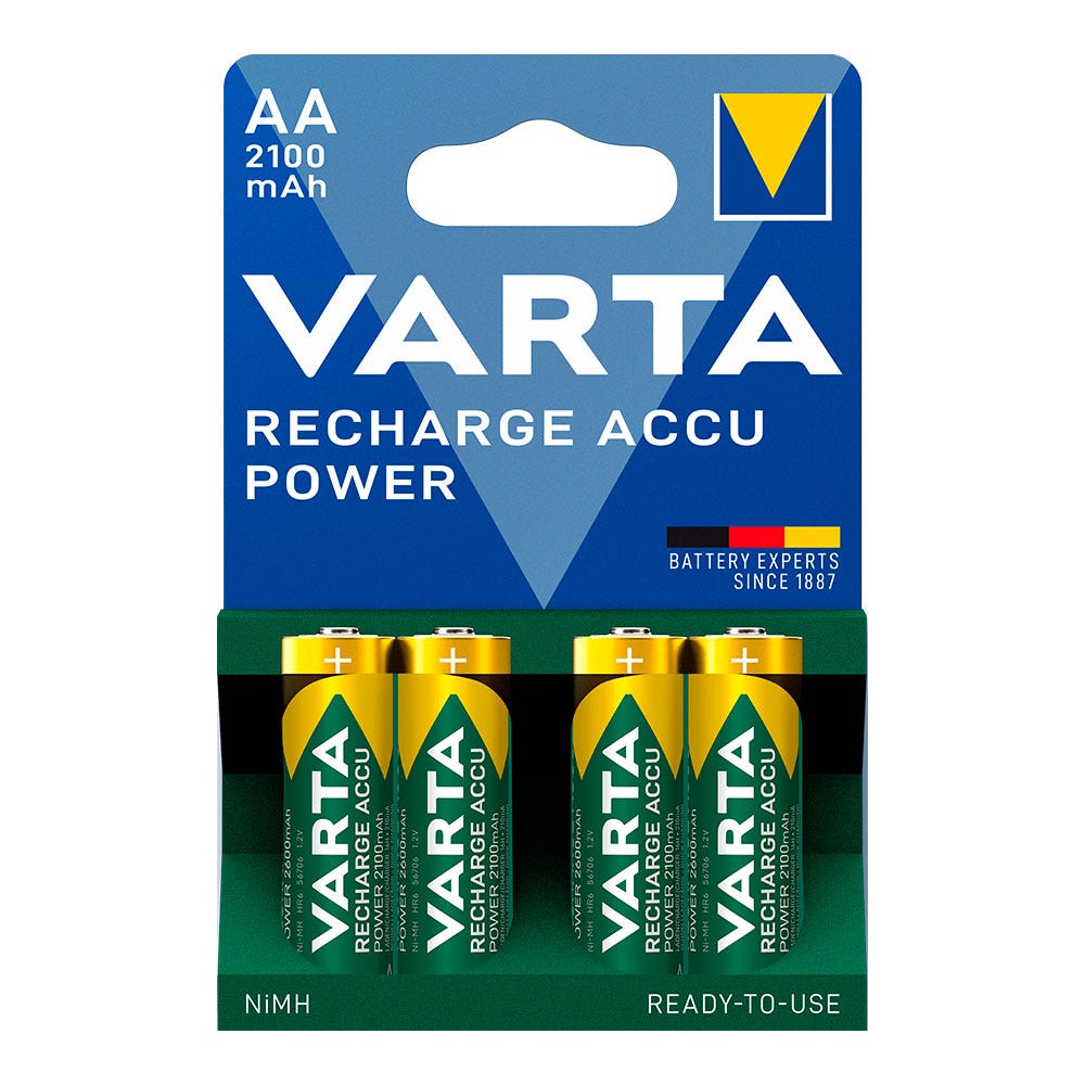 4 Piles LR06 VARTA AA Accu Power Rechargeables 2100mAh 4