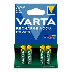 4 Piles LR03 VARTA AAA Accu Power Rechargeables 800mAh 4