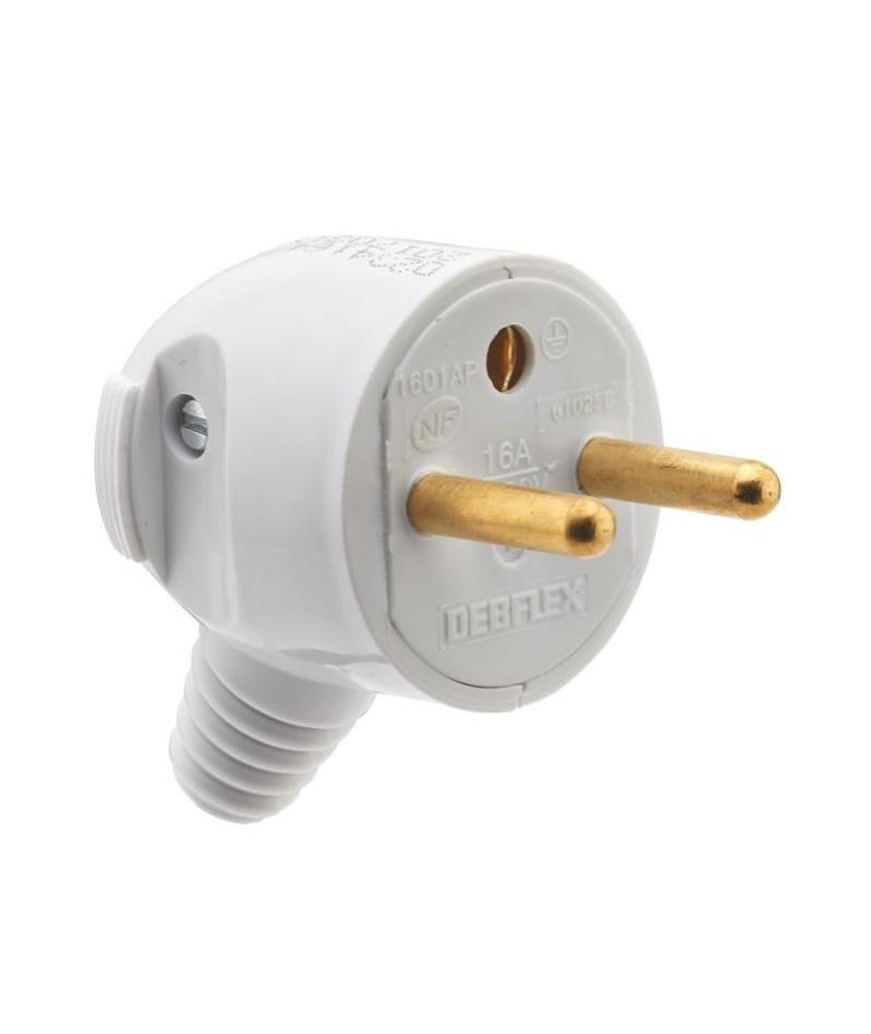 DEBFLEX Fiche mâle 2P+T 16 A blanc