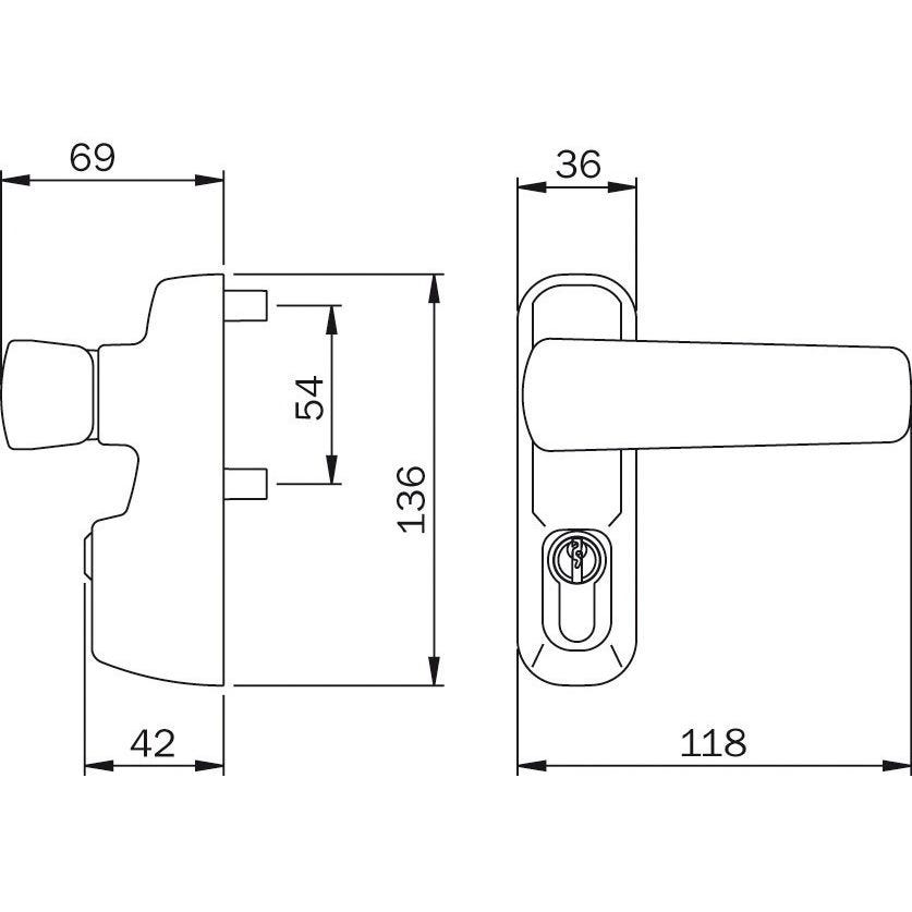 Module béquille et cylindre IDEA Argent - ISEO - 94011007T 1