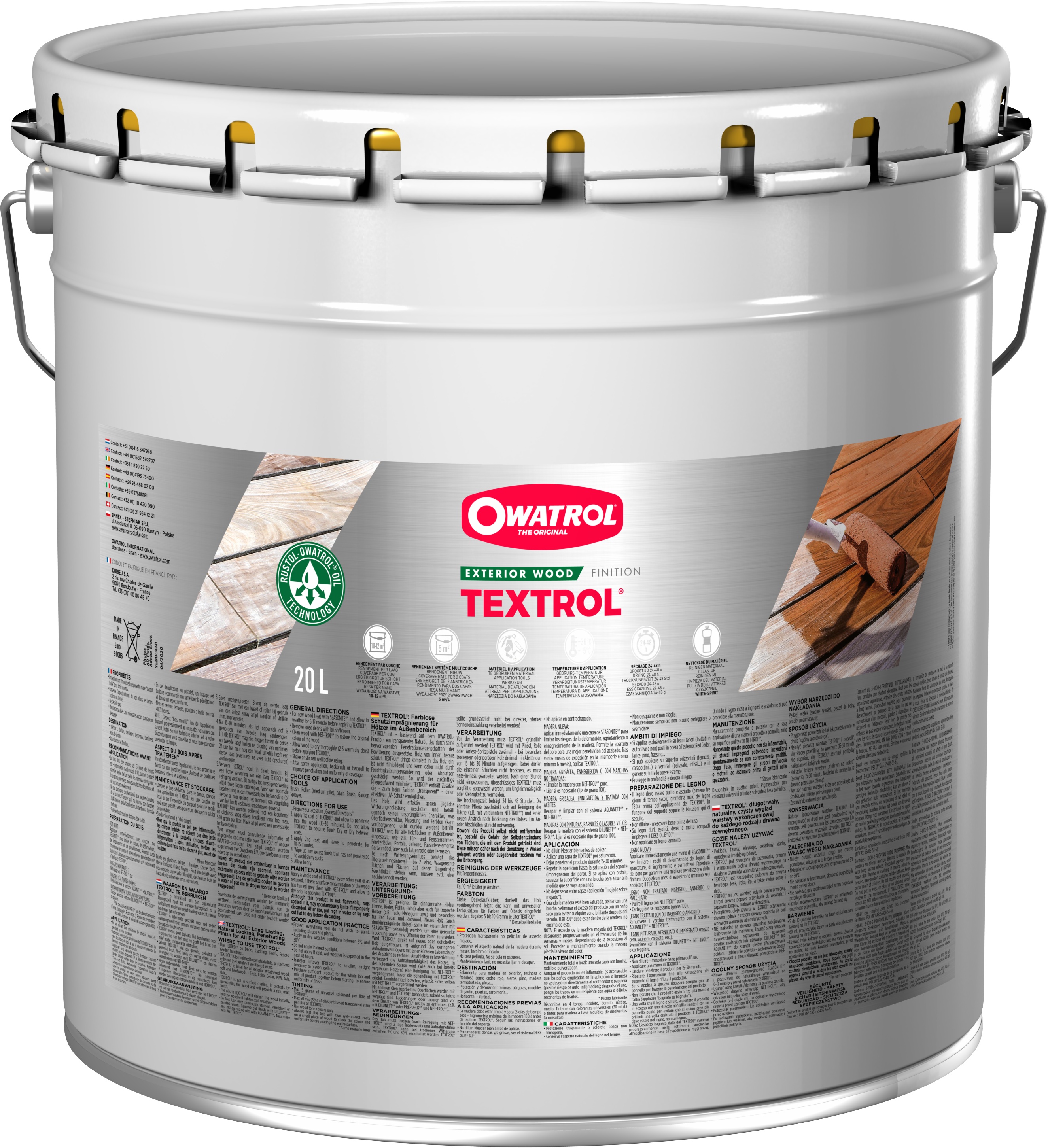 Saturateur extérieur bois résineux / Autoclaves Owatrol TEXTROL Incolore (ow20) 20 litres