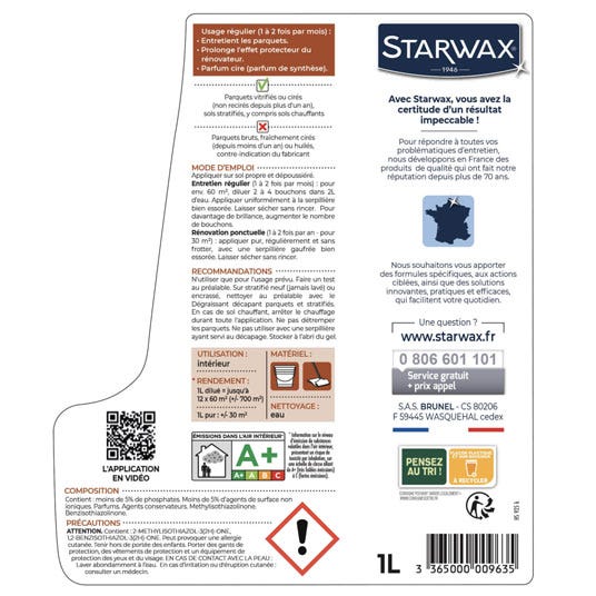 Entretien Brillant Starwax sols bois et Sols Stratifiés - 1L Starwax 4