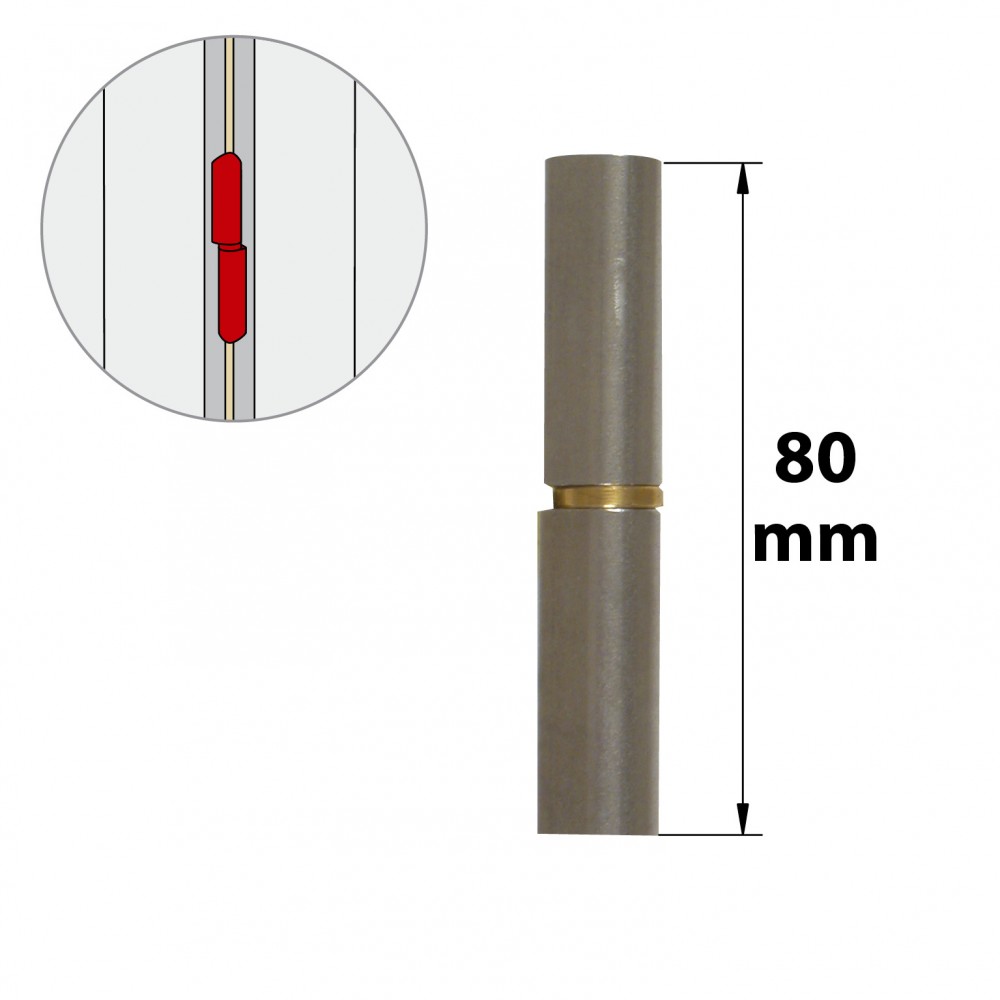 Paumelle sans lame acier brut, H.80 x L.18 x P.14 mm