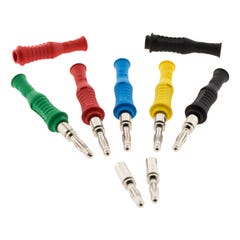 Lot de 7 connecteurs males souples Ø4mm 36A: 2 rouges + 2 noires + 1 Bleu + 1 jaune + 1 vert - Zenitech