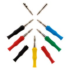 Lot de 7 connecteurs males souples Ø4mm 36A: 2 rouges + 2 noires + 1 Bleu + 1 jaune + 1 vert - Zenitech 1