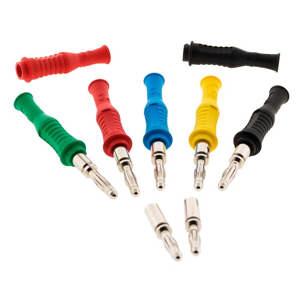 Lot de 7 connecteurs males souples Ø4mm 36A: 2 rouges + 2 noires + 1 Bleu + 1 jaune + 1 vert - Zenitech 0