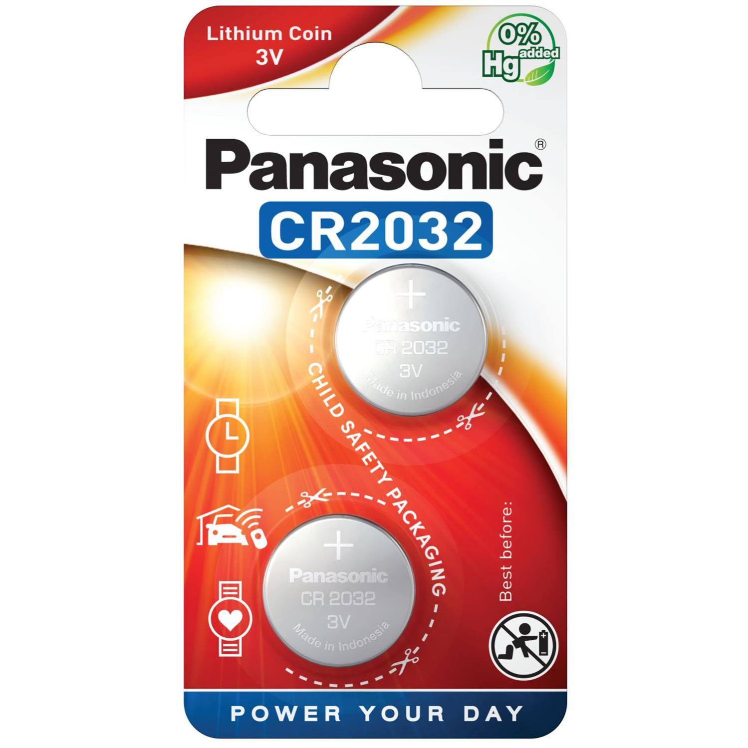 PANASONIC Blister de 2 piles CR2032 3V 220mAh