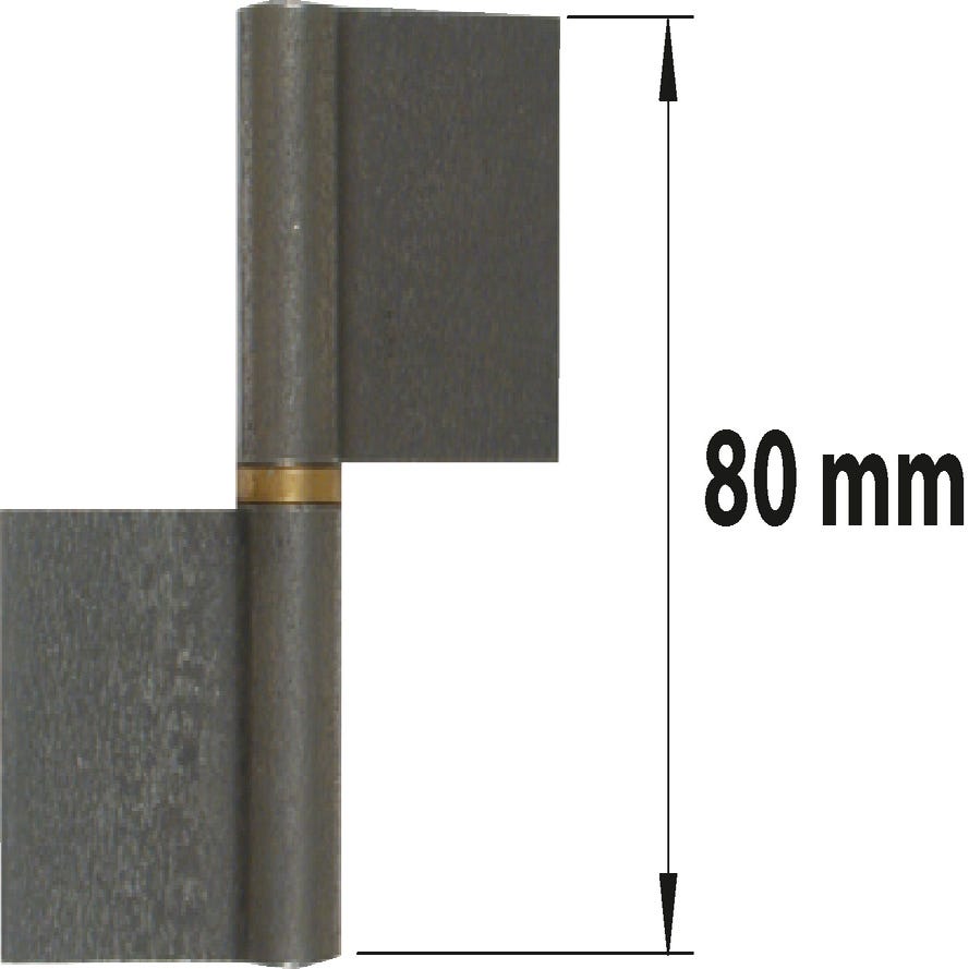 Paumelle de grille acier brut, H.80 x L.80 x P.15 mm 1