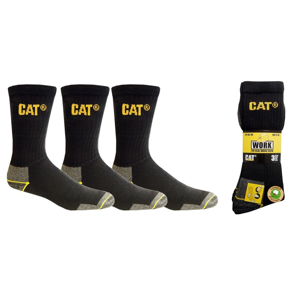 Lot de 3 paires de chaussettes CAT Noir - Caterpillar - Taille 41/45 1