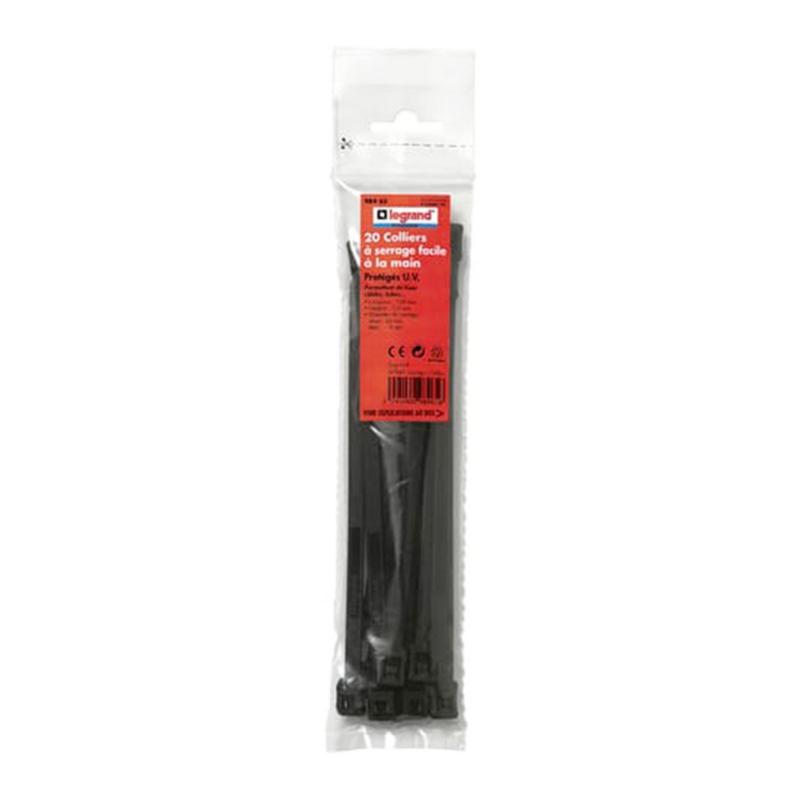 20 colliers de serrage plastiques Legrand 98465 intérieur/extérieur 128 mm