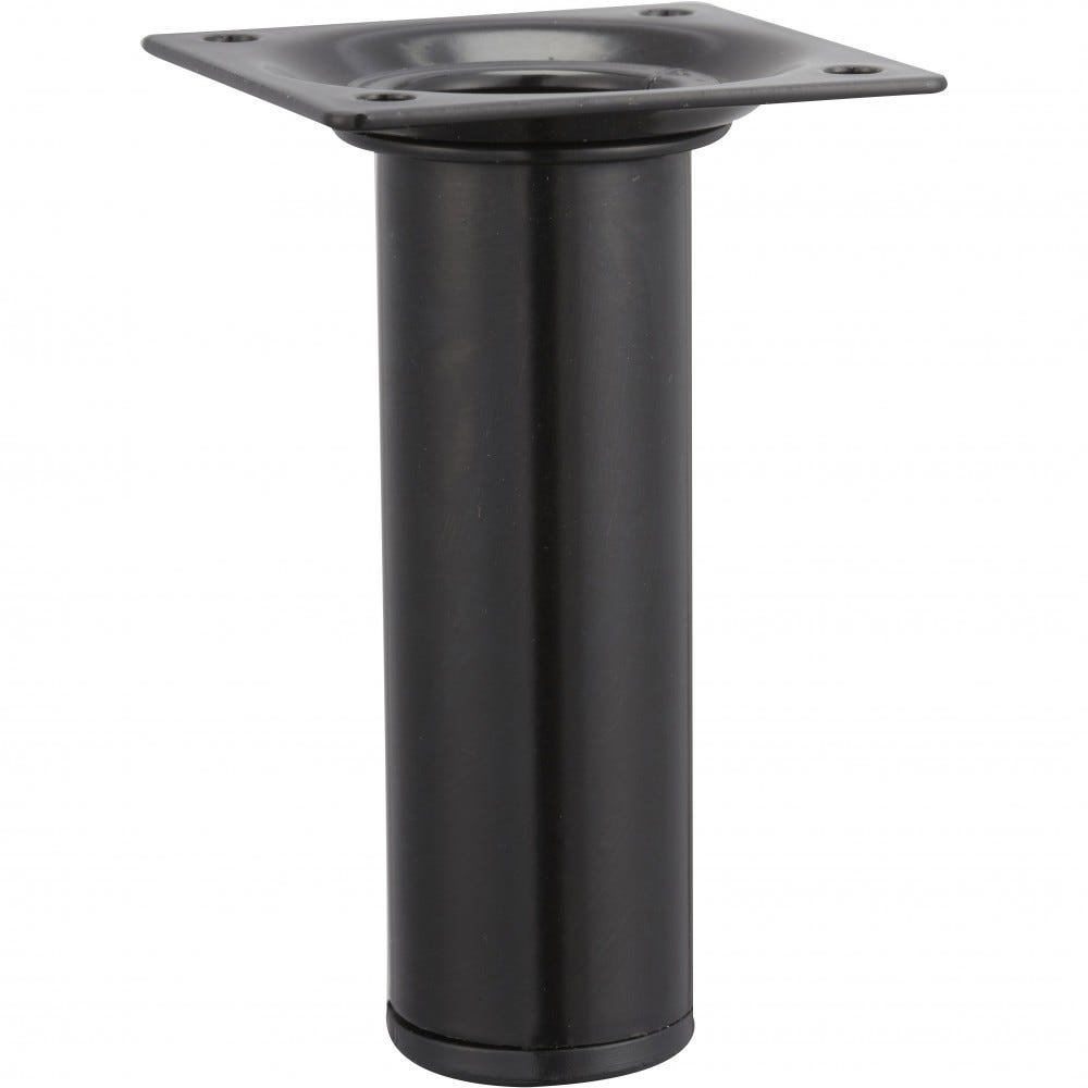 Pied de meuble cylindrique fixe acier époxy noir, 10 cm 0
