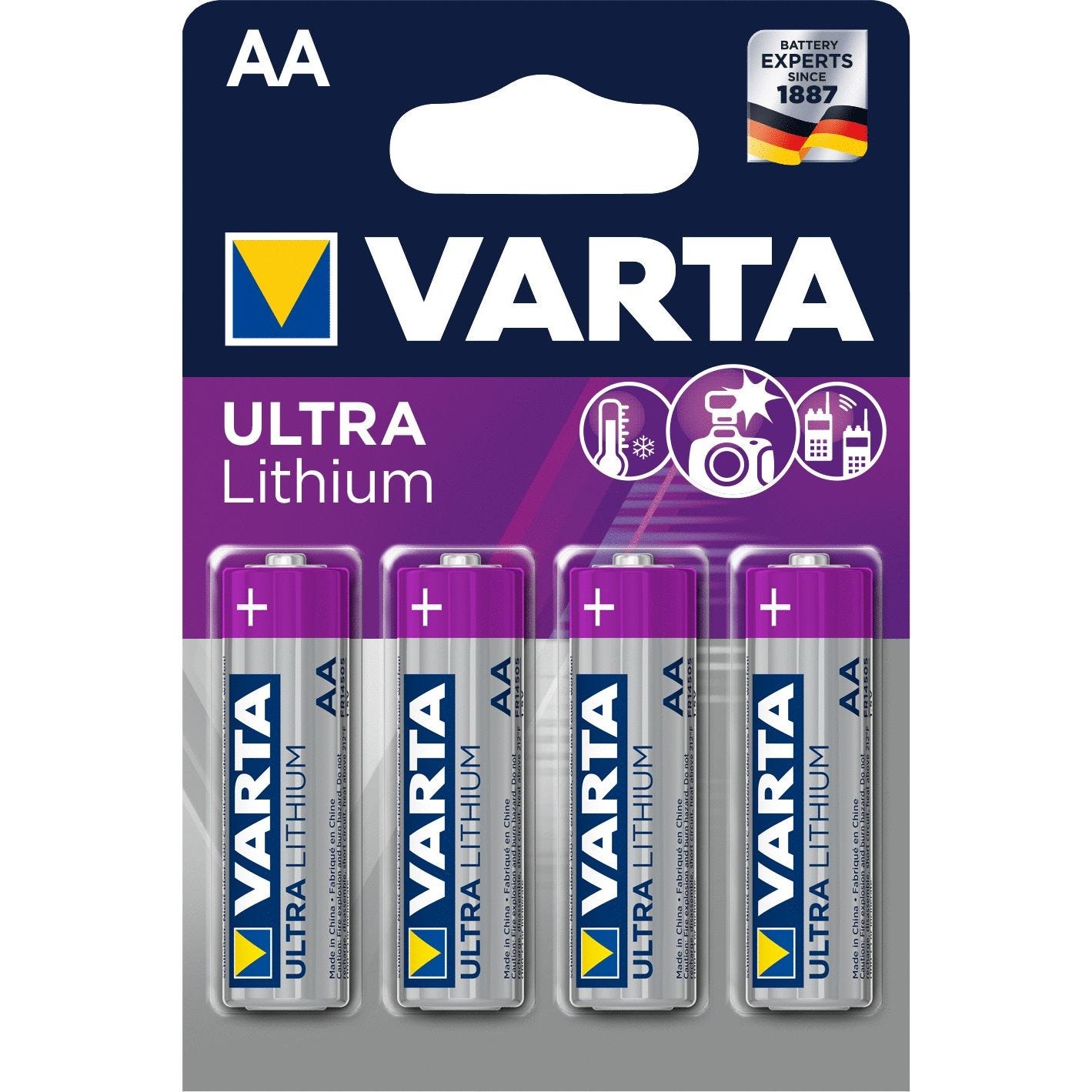 4 Piles LR06 VARTA AA ULTRA Lithium 1