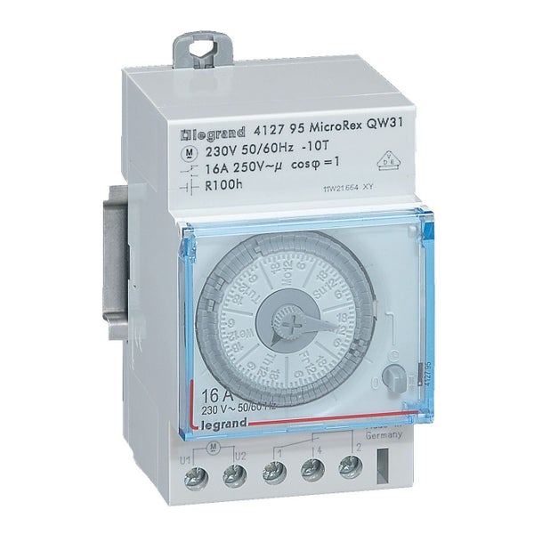 Interrupteur horaire analogique modulaire programmable manuel hebdomadaire cadran vertical - LEGRAND - 412795 1