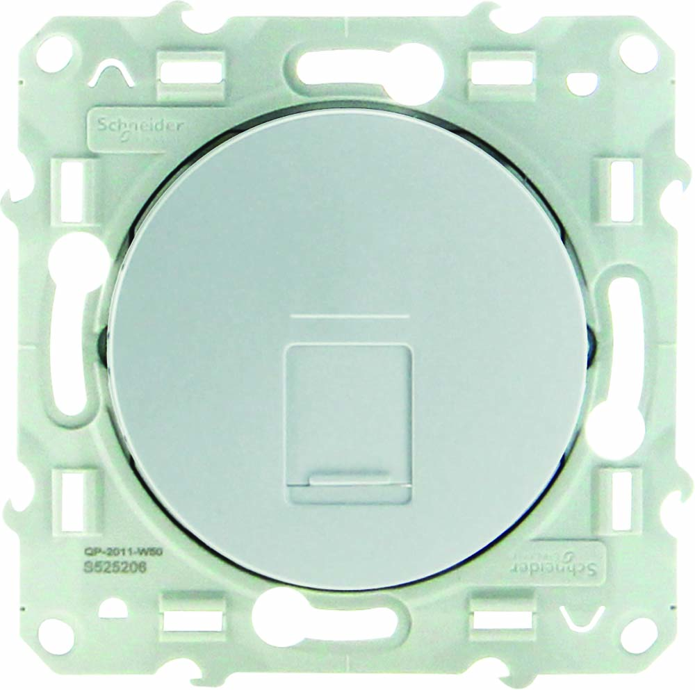 Prise RJ45 Blanc, grade 1 (téléphone) cat. 5 UTP aluminium Odace